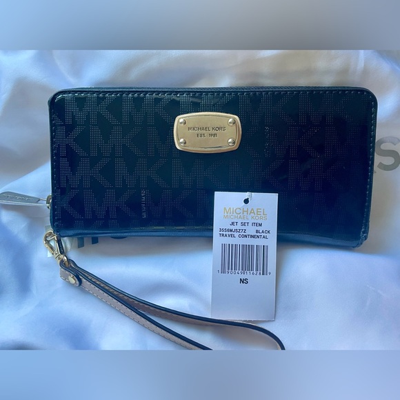 Michael Kors/ EUC Jet Set Travel Continental Wallet Black - Picture 2 of 9